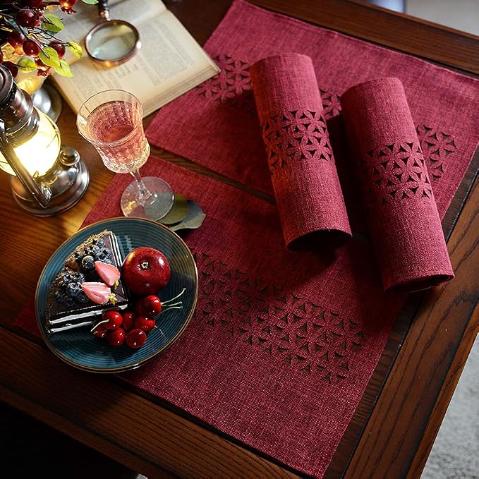 ARTABLE Burgundy Rectangle Fabric Table Runner Finished Edge 16 x 120 Inch | - Image 6
