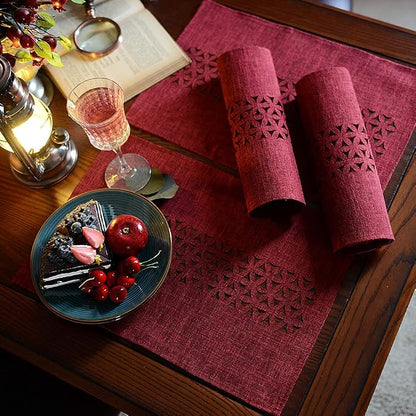 ARTABLE Burgundy Rectangle Fabric Table Runner Finished Edge 16 x 70 Inch | - Image 6