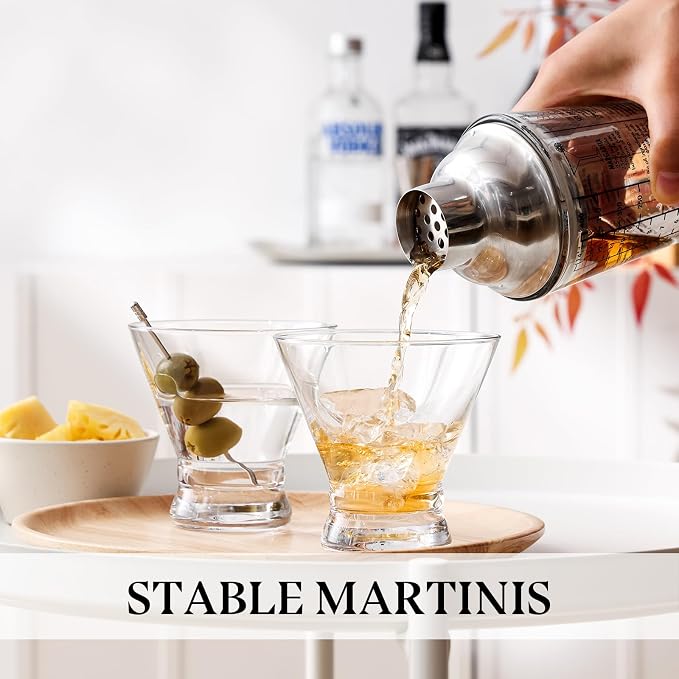 Martini Glasses Set of 4, 8oz Stemless Martini Cocktail Glasses - Image 2