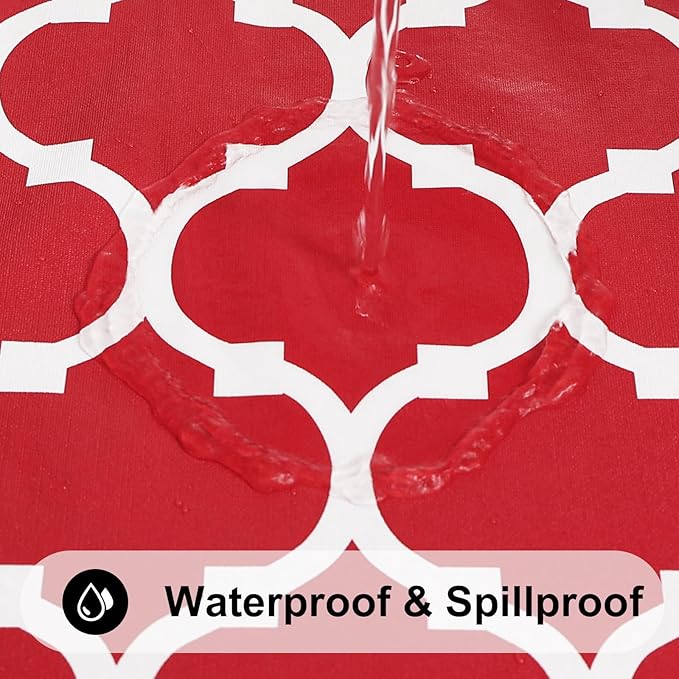 Smiry Rectangle Table Cloth, Waterproof Vinyl Tablecloth with Flannel Backing for Rectangle Tables, Wipeable Spillproof Plastic Tablecloths for Dining, Camping, Indoor and Outdoor (52"x70", Red)