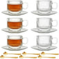 Atarvana 6 Pack Glass Tea Cups and Saucers Set by Atarvana
