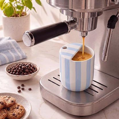 Ceramic Coffee Mug with Sip Hole 10 oz Retro Espresso Cup with Half Lid Hand - Image 6