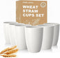 Wheat Straw Unbreakable Drinking Cups, 12 OZ Tumbler Set of 6, Lightweight by Perlapoc