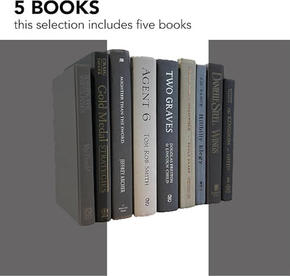 Real Books by Color® (Set of 5, Gray) Decorative Bookshelf Home Decor Shelf Styling Photo Prop