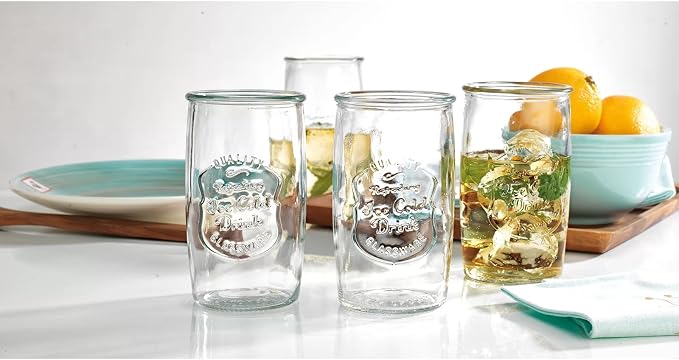 Glaver's Drinking Glasses Set of 4, Vintage Italian Style – Elegant 20 Oz Clear - Image 3
