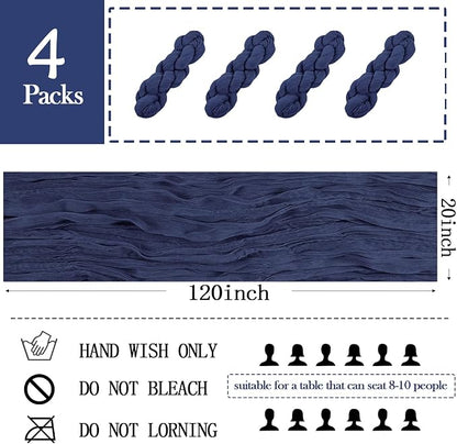 4 Pack Navy Blue Cheesecloth Table Runner 20 x 120 inch Gauze Table Runners 10 - Image 2