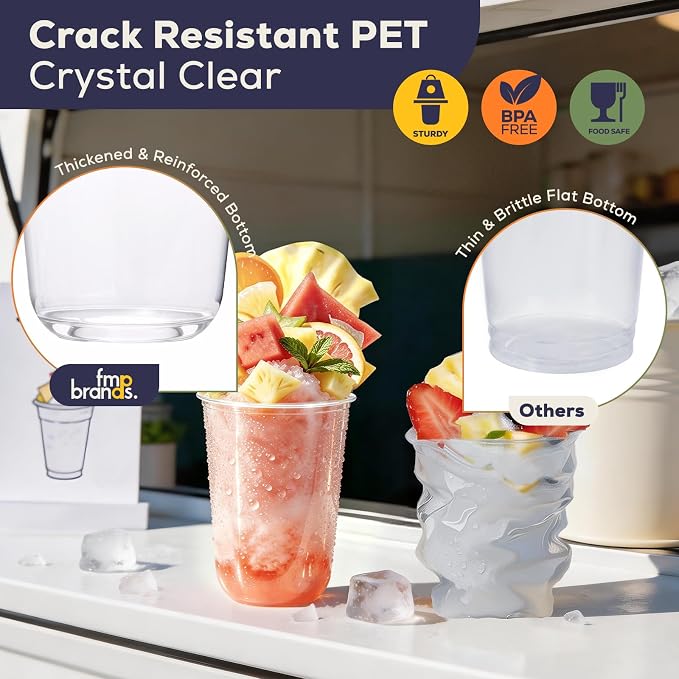 Fit Meal Prep 100 Pack 16 oz Round Bottom Clear Plastic Cups - Image 5