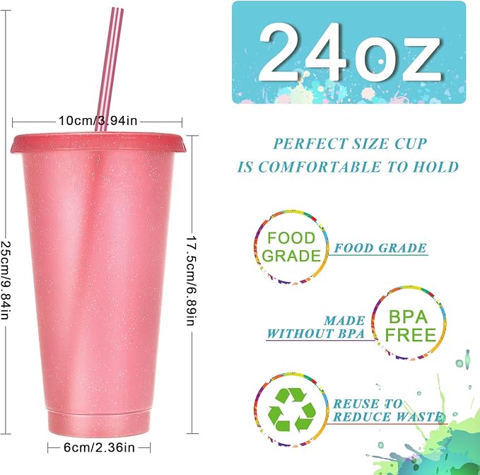 Honeydak 15 Pack Tumbler with Straw and Lid Bulk Cups - Image 3