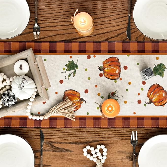 Artoid Mode 210 GSM Fall Table Runner 13x72 Inch Home Party Decor | Orange - Image 7