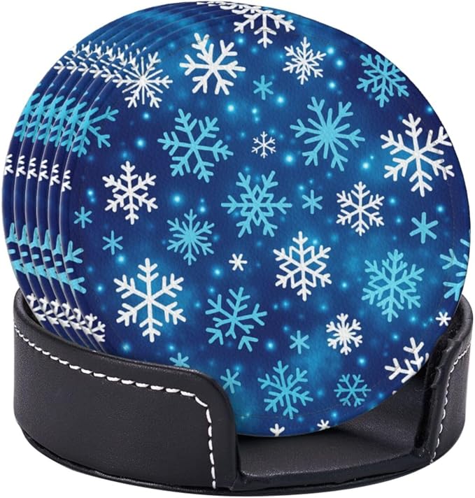 Winter Blue Snowflakes Coasters - Image 2