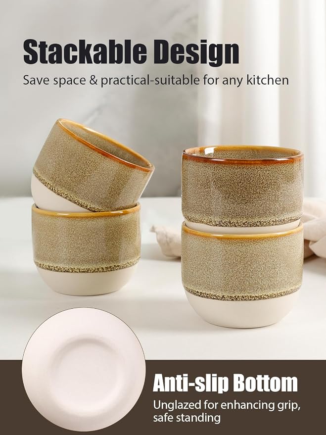 INGOFIN Ceramic Espresso Cup Set of 4-4.2 oz Espresso Cup - Image 4