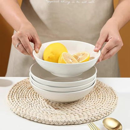 7.1" White Pasta Bowl, 26 oz Ceramic Pasta Bowls Set of 4, Wide & Deep | Large - Image 7