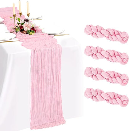 4 Pack Cheesecloth Table Runner 10FT Light Pink Table Runner Boho Gauze Cheese by Showgeous