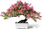 Artificial Bonsai Tree Fake Plants for Home Decor, Living Room Bathroom Bookshelf Entryway Table Wall Shelf Modern Farmhouse Decor, 9.5" Tall, Pink