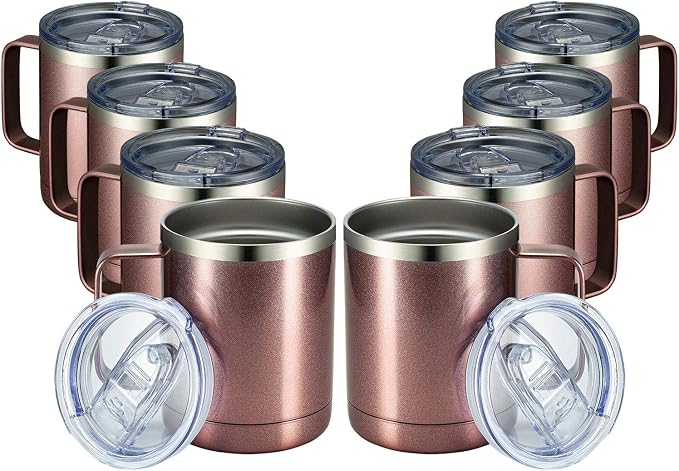 MEWAY 12oz Coffee Mug With Handle 8 Pack Bulk, Stainless Steel Insulated Travel by MEWAY