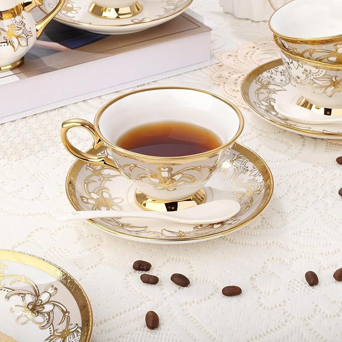 fanquare 21 Pieces Porcelain Tea Set - Image 5