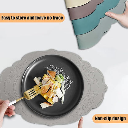 Silicone Placemats Set of 4, Oval Heat Resistant Non-Slip Table Mat, Waterproof Silicone Placemat, Insulating Placemats, Easy to Clean Table Placemats by Siliconty(4, Comb)