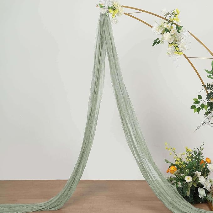 Efavormart 20ft Dusty Sage Gauze Cheesecloth Wedding Arch Drapery Fabric - Image 2