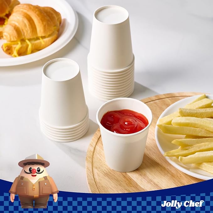 JOLLY CHEF 500 Count 5 oz Paper Cups, Disposable Bathroom Mouthwash White - Image 5