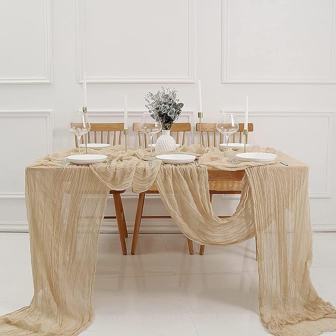 12 Pack Beige Cheesecloth Table Runner 10ft Boho Gauze Cheese Cloth Table - Image 4