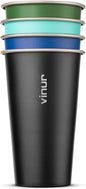 20 oz Stainless Steel Cups-Colorful Stackable Metal Drinking Glasses 4 Pcs | by Vinur