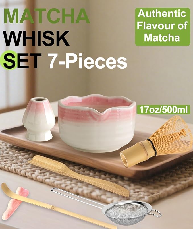 JBER Matcha Whisk Set, Handmade Whisk 100 Prongs, Sifter - Image 2