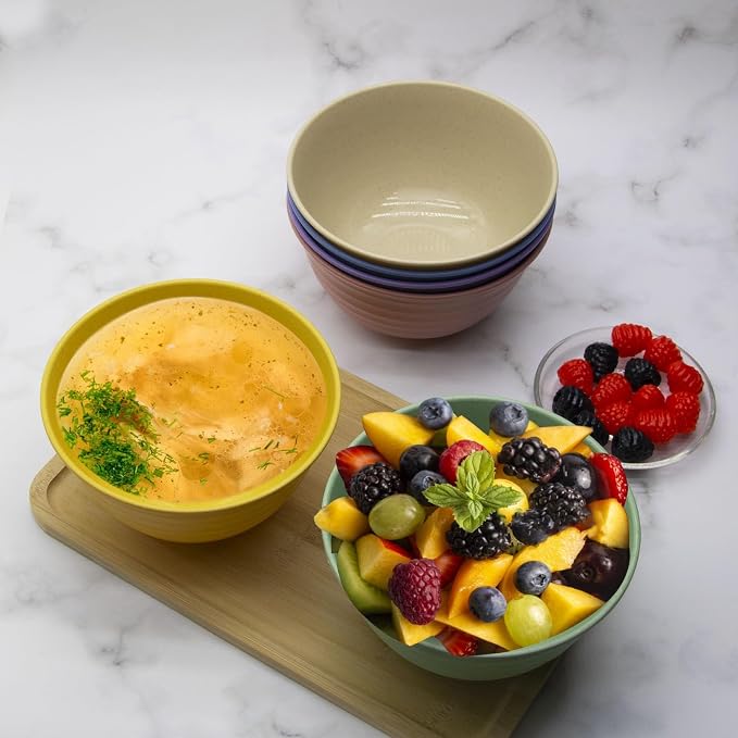 Cereal Bowls Set, 37oz Unbreakable Wheat Straw Bowls Set, Deep Lightweight Bowl - Image 7