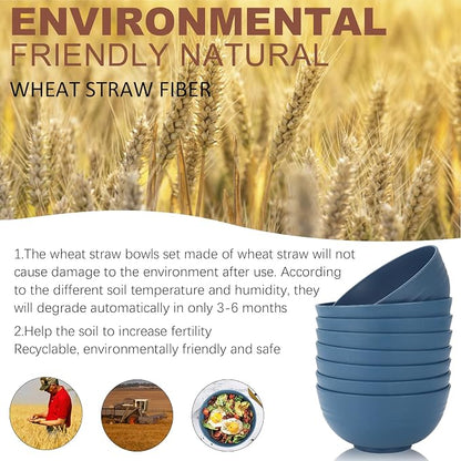 Soup Bowls, Cereal Bowl, Premium Wheat Straw Bowls Set of 8, Unbreakable - Image 5