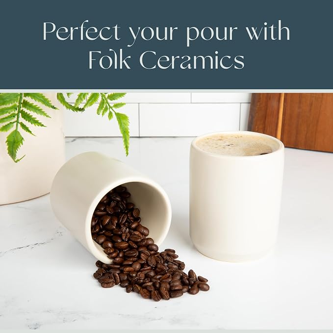 Folk Ceramics Dylan Cappuccino Cups, Fog Grey, 8oz | Double Walled Ceramic - Image 7