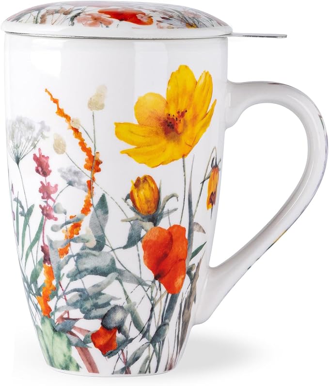 AmorArc Tea Cup With Infuser and Lid, 18oz Loose Leaf Tea Mug With Steeper | by AmorArc