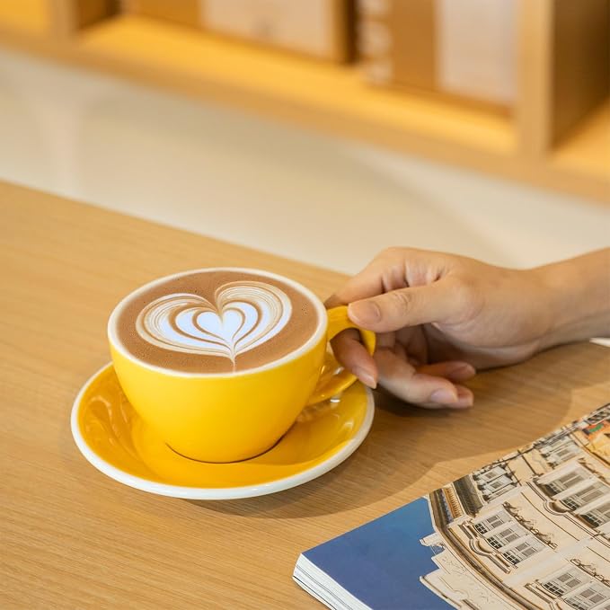 Loveramics Latte Art Mug with Saucer, 10 oz Ceramic Coffee cups with Round - Image 7
