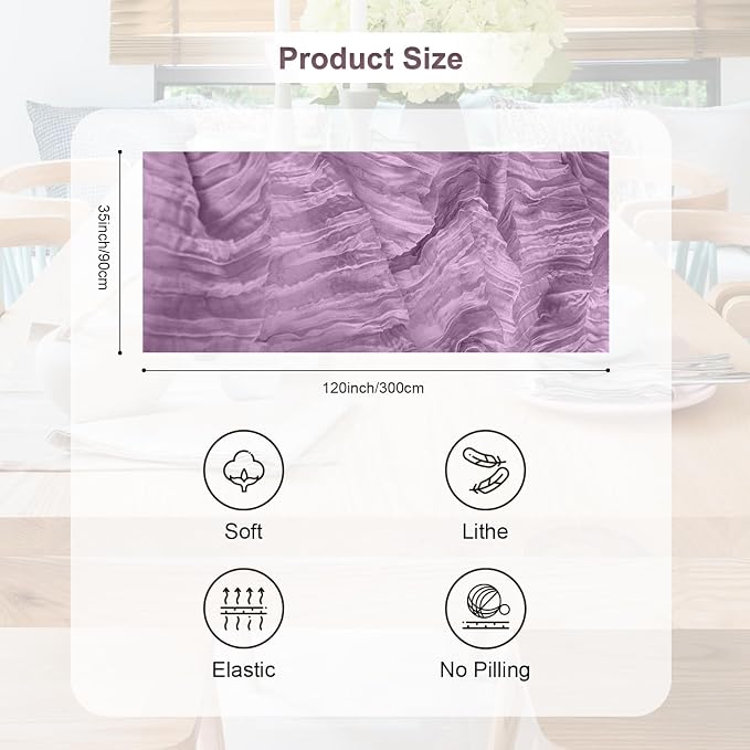 1 Pack Lilac Cheesecloth Table Runner 35x120 Inch 10Ft Rustic Gauze Cheese - Image 4