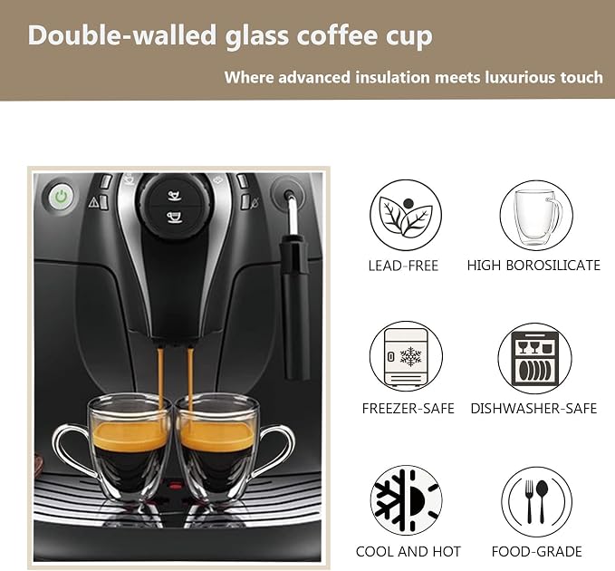 DINGPAI 4 Pack Double Wall Glass Coffee Mugs, 8oz Borosilicate Glass Mug | - Image 4