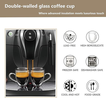 DINGPAI 4 Pack Double Wall Glass Coffee Mugs, 8oz Borosilicate Glass Mug | - Image 4