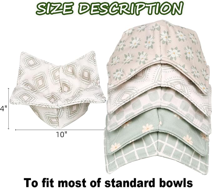 Cotton Microwavable Bowl Cozy, Microwave-Safe Hot Bowl Holders, Soup bowl Cozy - Image 2
