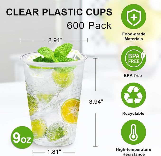 SIUQ 600 Pack 9 oz Plastic Cups, Thanksgiving, Events & Commercial Use - Image 5