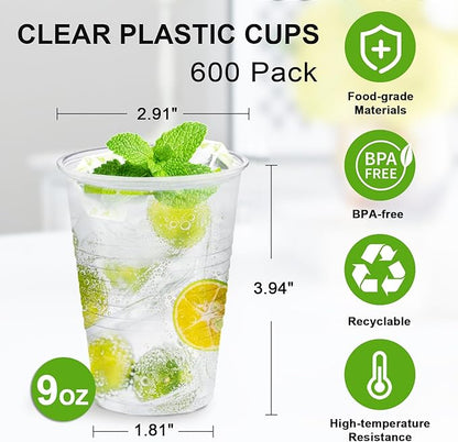 SIUQ 600 Pack 9 oz Plastic Cups, Thanksgiving, Events & Commercial Use - Image 5