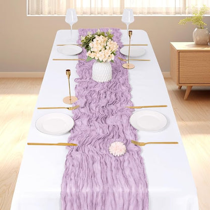 6 Pack Lavender Cheesecloth Table Runner, 17 x 108 inch, Semi Sheer Boho Cheese - Image 2