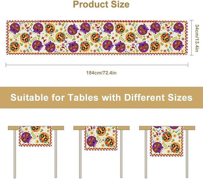 Mexican Fiesta Table Runner Decoration Skull Cinco De Mayo Dia De Los Muertos - Image 3