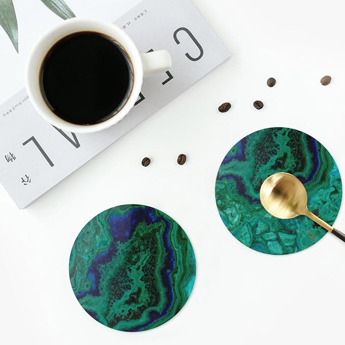 Agate Marble Green Coasters Set of 6 Coasters - Image 5