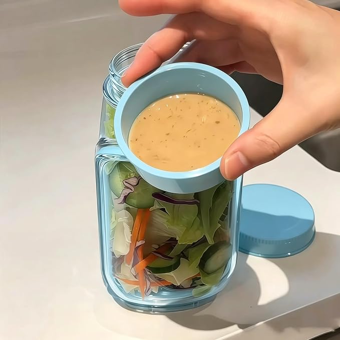 35oz Side Opening Mason Salad Jar | 1000ml Leakproof Portable Salad Container - Image 6