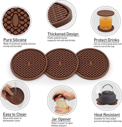 3 Pack Silicone Coasters for Drinks, Thickened Coaster - Image 2
