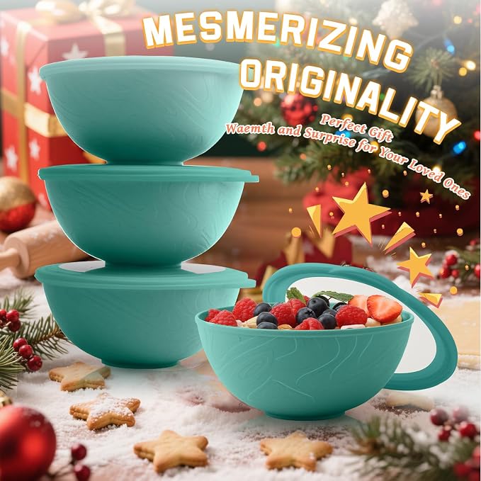 Bowls with Lids, Wheat Straw Bowl Set of 4-40 OZ Cereal Bowls and Silicone Edge - Image 8