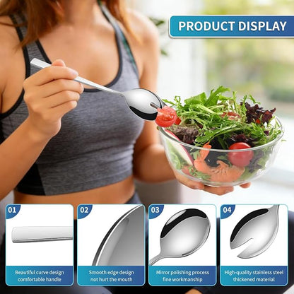 Salad Serving Utensils, 9.4 Inch Long Salad Spoon And Forks Serving Set of 2 - Image 3