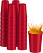 PartyPrints 100 Pack Small 10 to 12 oz Red Reusable Blank Plastic Cups by PartyPrints