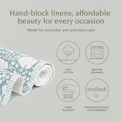 Over&Back 18x108 Hand-Blocked Printed Cotton Table Runner - Image 2
