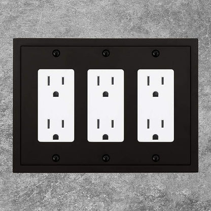 Henne Bery Modern Edge Decorative Wall Plate Switch Plate Outlet Cover, Durable Solid Zinc Alloy (Triple Decorator, Matte Black)