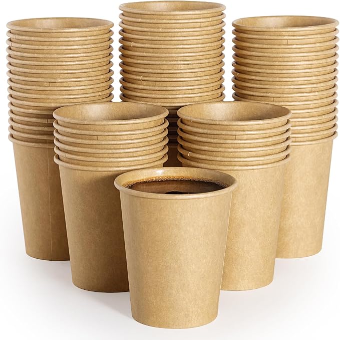 LITOPAK 300 Pack Disposable Coffee Cups, 8 oz Kraft Paper Cups | Large bulk by LITOPAK