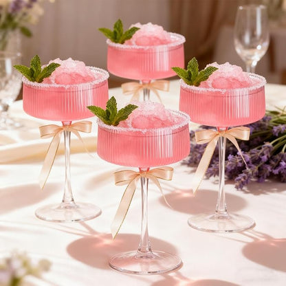 Accguan Margarita Glasses, 10 oz Ribbed Coupe Glasses Set of 6，Coup Glasses | - Image 7