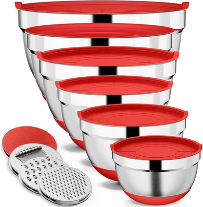 9 Pack Mixing Bowls with Airtight Lids Set, Stainless Steel Mixing Bowls with by Hybemmy